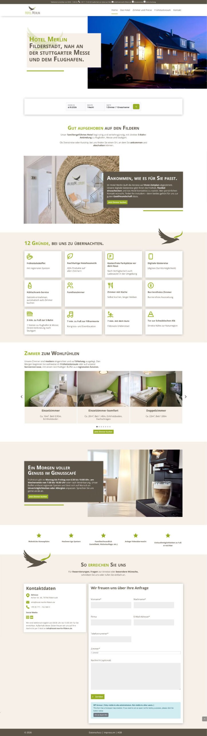 Webdesign Hotel Merlin Filderstadt