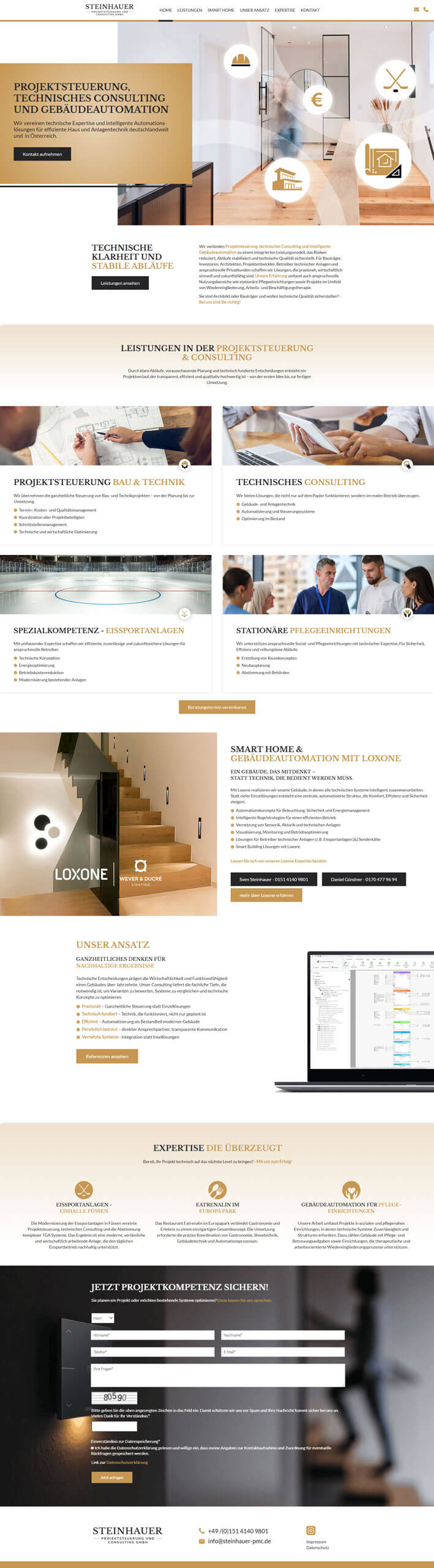 Webdesign von Steinhauer Projektsteuerung und Consulting GmbH