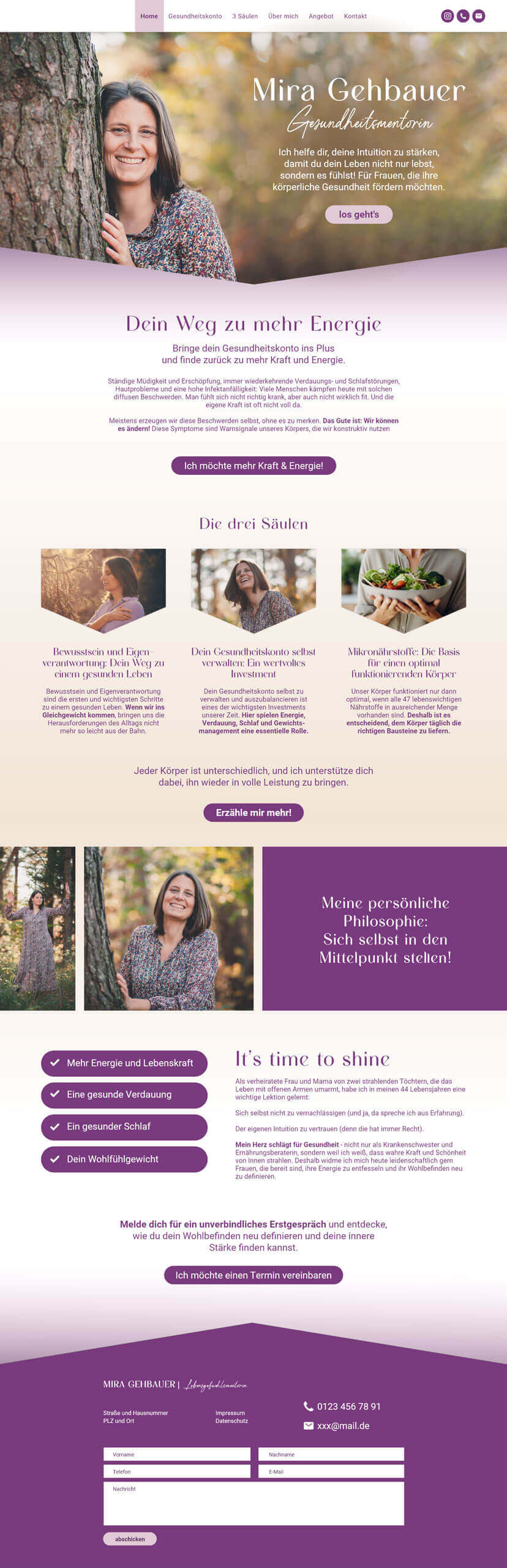 Webdesign der Gesundheitsmentorin Mira Gehbauer