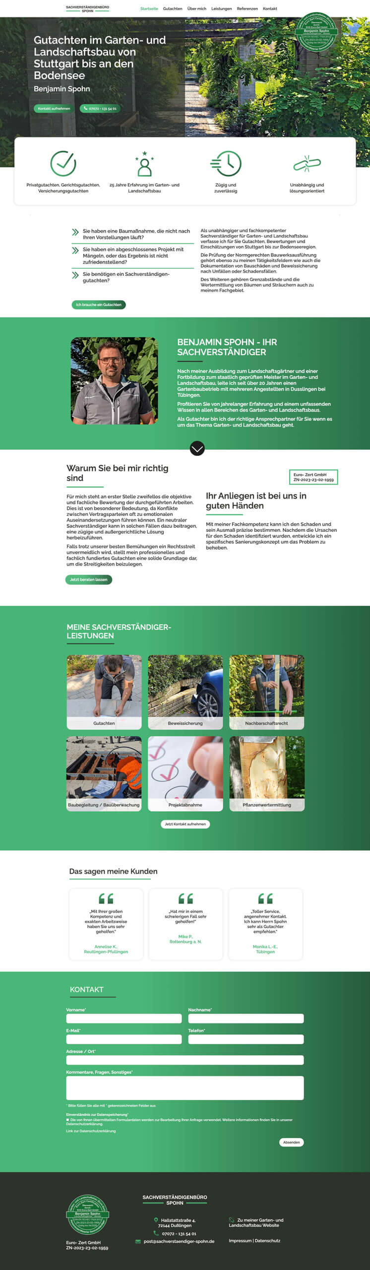 Webdesign vom Sachverständigenbüro Spohn